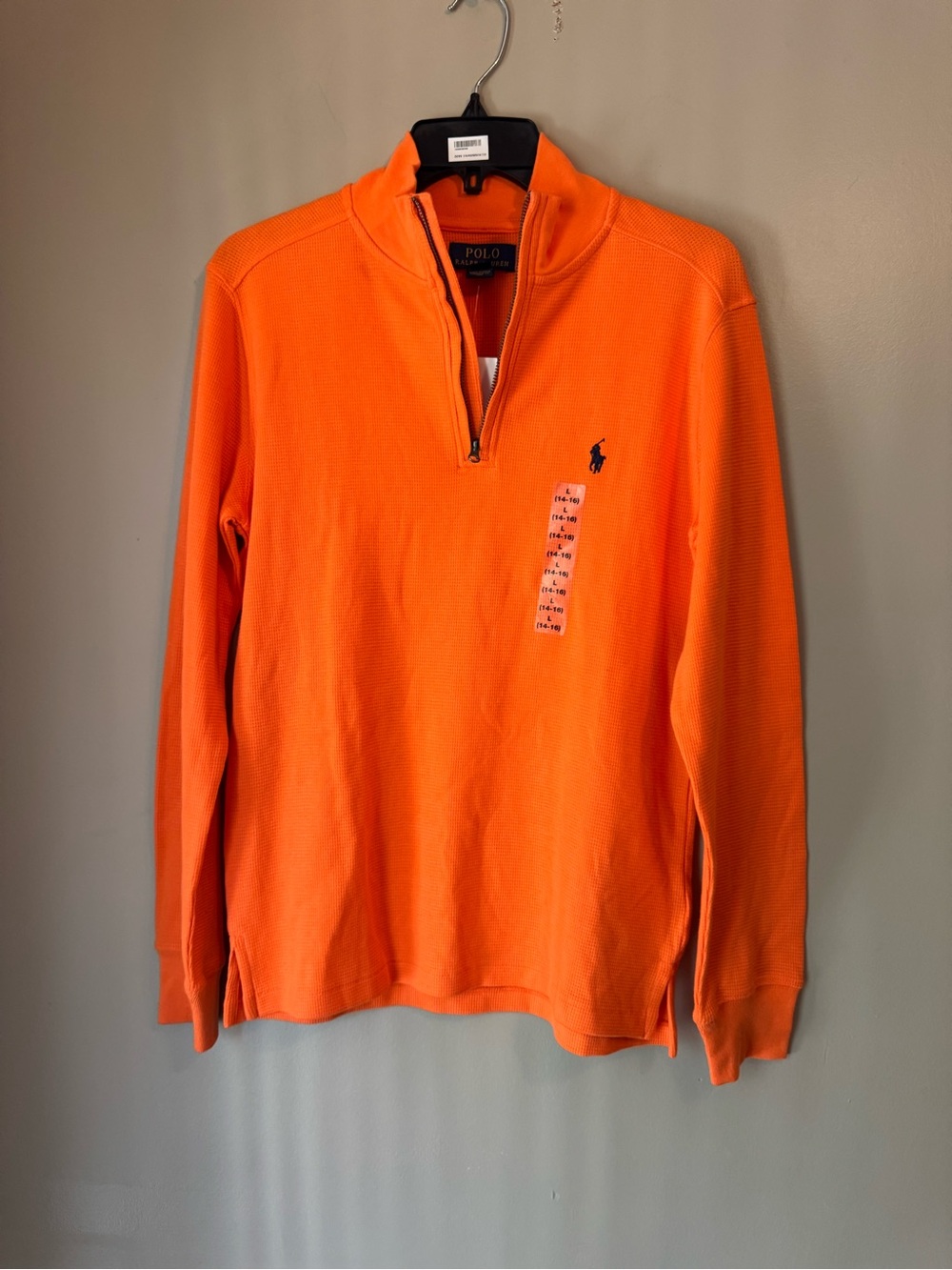 Boys Polo by Ralph Lauren Bright Orange Quarter-Zip size 14-16 NWT